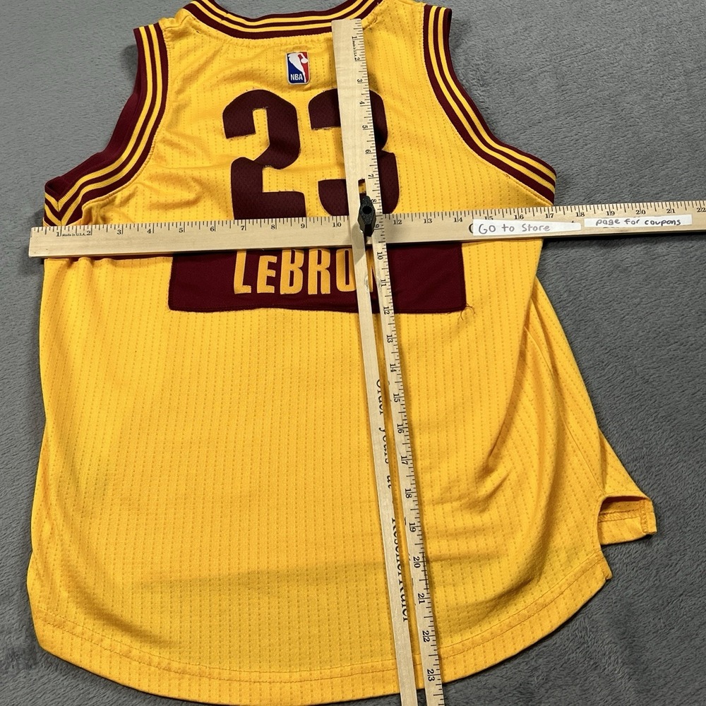 LeBron James Cavaliers Jersey Boys M Yellow Gold 23 Adidas Swingman NBA - Picture 6 of 9